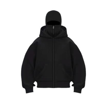 Balaclava Hoodie - Full Zip Streetwear Hoodie - Blackveil