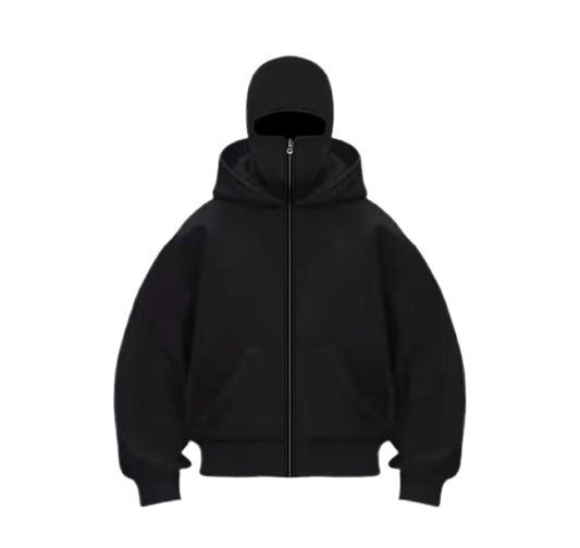 Balaclava Hoodie - Full Zip Streetwear Hoodie - Blackveil