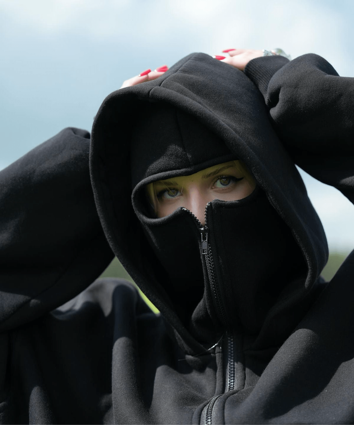 Balaclava Hoodie - Full Zip Streetwear Hoodie - Blackveil