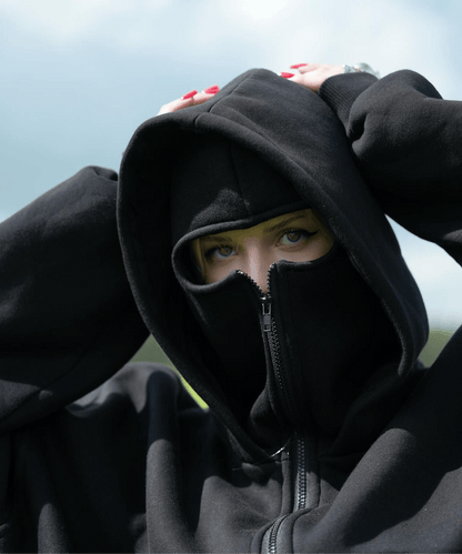 Balaclava Hoodie - Full Zip Streetwear Hoodie - Blackveil